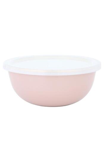 ALSAIF Steel Bowl 16 Cm Plastic Cover Light Pink