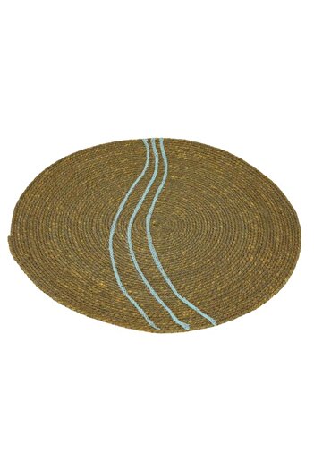 ALSAIF India Wicker Tablecloth 33 Cm Cyan Line Beige