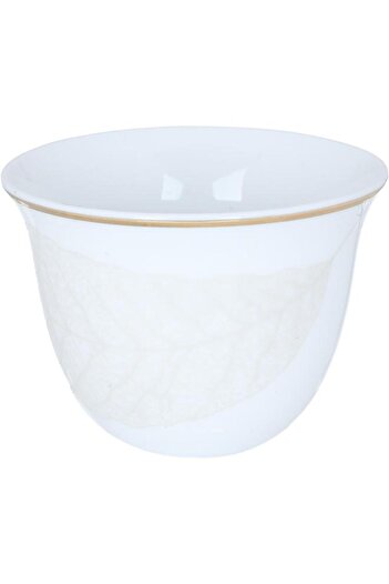 ALSAIF Porcelain Arabic Coffee Cups Set Leaf Pattern 12 Pieces White