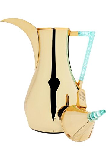 ALSAIF Steel Thermos Set Two Pieces With Crystal Handle Gold