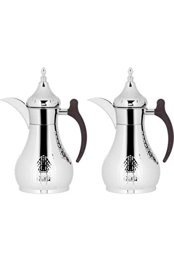 ALSAIF Haila Steel Thermos Set 1.2/1.2L 2 Pieces Silver & Gold