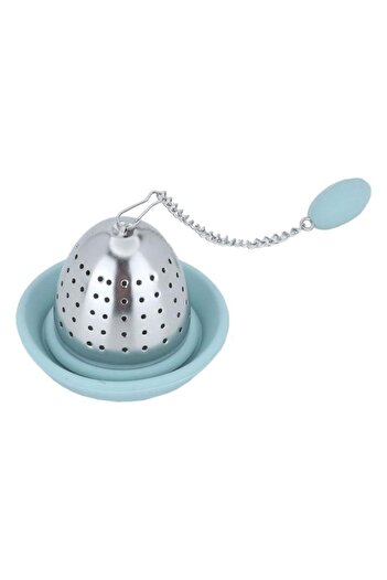 ALSAIF Steel Tea Strainer Drip Saucer Light Blue