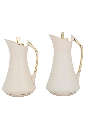 ALSAIF Karma Pro Steel Thermos Set 2 Pieces 0.7 / 1 Liter Beige
