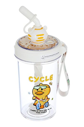 ALSAIF So Plastic Water Bottle For Children With Straw 500 Ml White