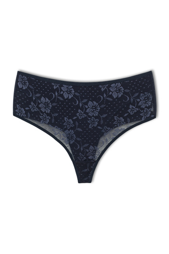 HNX 5-Piece Front Double Layer Lined Lace High Waist Cotton Thong Women's Panties