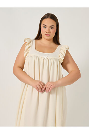 Styli Plus Size Ruffle Hem Sleeveless Sleep Night Dress
