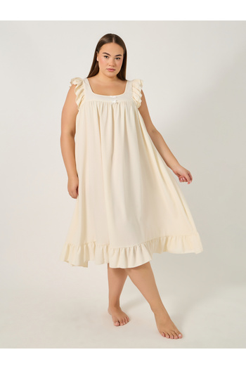 Styli Plus Size Ruffle Hem Sleeveless Sleep Night Dress