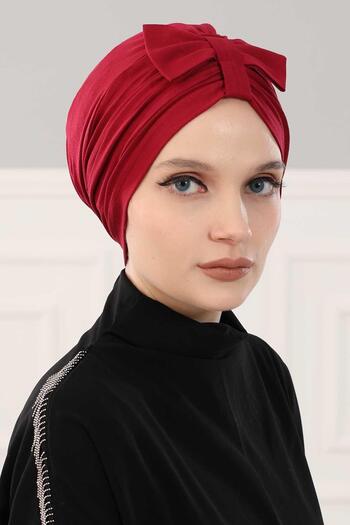 Aisha's Design Front Bowknot Bonnet,B-7,Burgundy