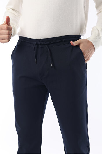 İDS COLLECTİON Slimfit Jogger Seasonal Navy Blue Lycra Comfortable Trousers