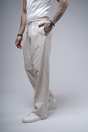 king brich Baggy Molded Men's Gabardine Trousers with Flip Front Detail
