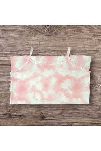 ESTA STORE Pink Tie-Dye Patterned - Stringed Cotton Undershirt, Non-Stretching