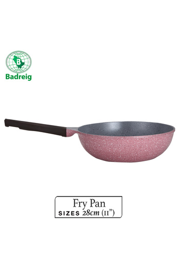 badreig LAHOYA CERAMIC COATED WOK PAN 28CM 3.9L Pink Aluminum  Marble Nonstick Coating |Made in Saudi