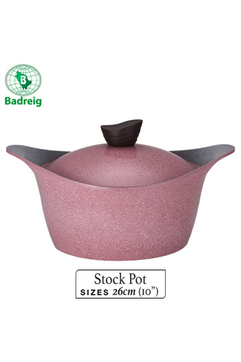 badreig LAHOYA CERAMIC COATED Pot With Lid 26Cm 5.4L Pink Aluminum  Marble Nonstick Coating |Made in Saudi