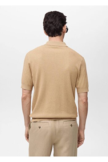 MANGO Man Geripptes Poloshirt aus Baumwollmischung