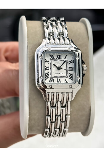 Bonicce Brand Retro , Vintage Mini Case Silver Color, Women Wrist Watch + Bracelet