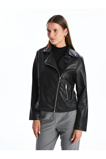 LC Waikiki Biker Collar Women's Leather Jacket - S50236Z8