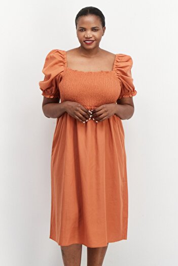 Forever New Women Plain Midi Dress, Rust Orange