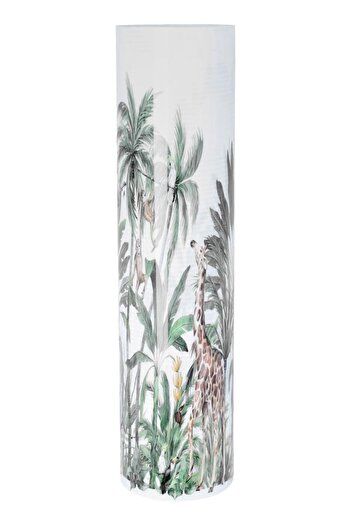 ALSAIF Plastic Vase 10.5 X 41.5 Cm Green Wood Cylindrical Shape White
