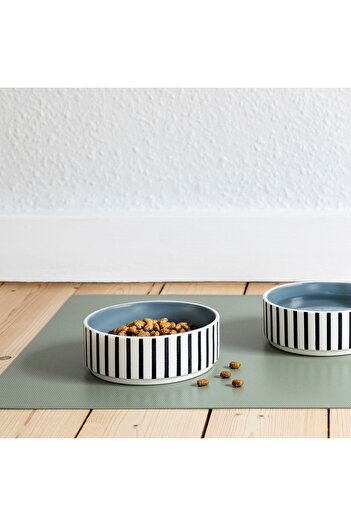erorex Pet bowl, stripe pattern black-blue/grey-blue, 11 cm