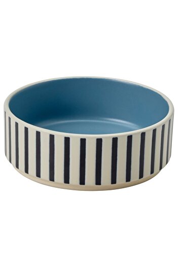 erorex Pet bowl, stripe pattern black-blue/grey-blue, 11 cm