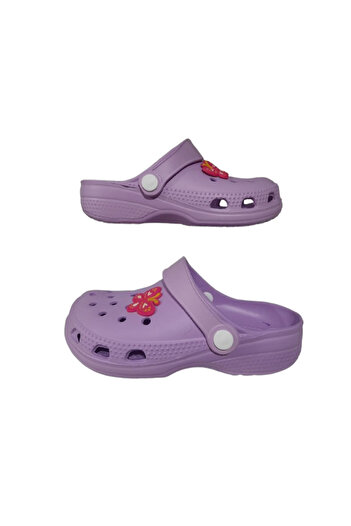 Akım Baby Kids Lilac Colorful Flower Figured Anti-Slip Orthopedic Sandals Slippers