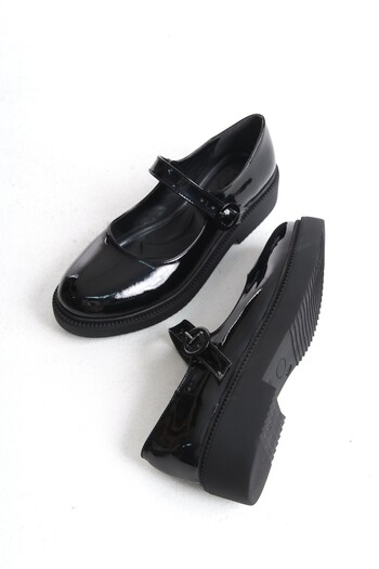 Modabuymus Maryba Black Patent Leather Banded Round Toe Mary Jane Ballerina Casual Shoes