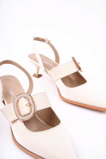 MUGGO Mari̇ana Buckle Detailed Women's Daily Classic Heeled Shoes