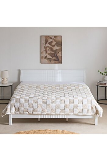 Home Box Breda Queen Check Jacquard Rabbit Fur Blanket 220x240 cm