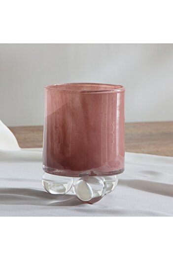 Home Box Auden Glass Candleholder with Glass Round Stand 10.5x10.5x13.9 cm