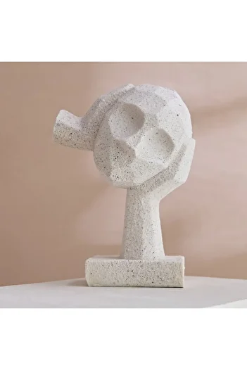 Home Box Verdant Polyresin Face Accent in Sand Finish 19x12.5x26.5 cm