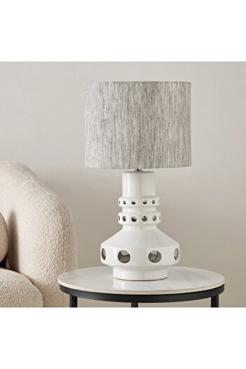 Home Box Zoe Vertell Ceramic Table Lamp with Linen Shade 32x32x58 cm