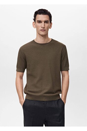 MANGO Man Striped woven T-shirt