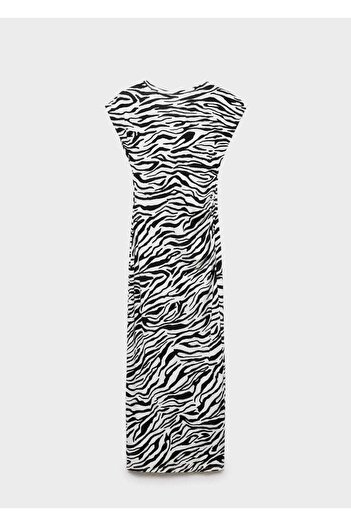 MANGO Woman Zebra kesim midi elbise