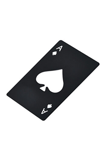 Choice Black 1Pcs Creative Poker Shaped Bottle Can Opener Stainless Steel Credit Card Size Bar Restaurant B