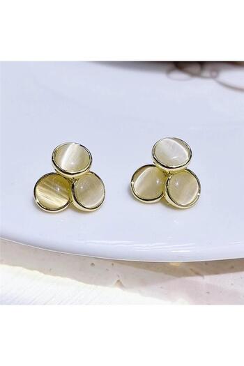 Pelin Aksesuar Cream Pearlescent Circles Earrings