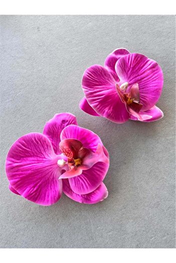 Pelin Aksesuar Fuchsia Extra Large Orchid Earrings