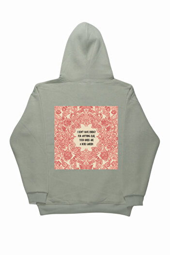 By Caspita Fashion Lenithra Rose Garden Світло-сірий худі з принтом на спині, унісекс, оверсайз