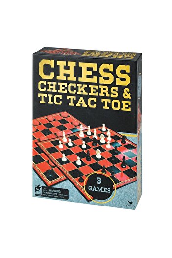 PATRULA CATELUSILOR SET OF 3 GAMES IN A BOX CHESS, CHECKERS AND TIC TAC TOE