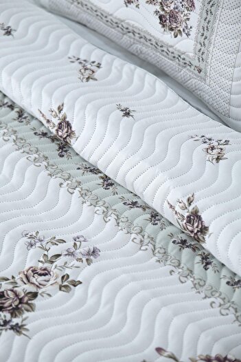 Örtüm Flower Lilac Double Quilted Bedspread