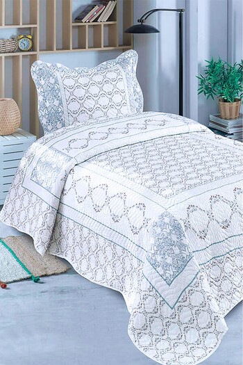 Örtüm Lisa Single Quilted Bedspread Set - Blue