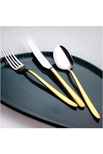 Jumbo 9400 Matte Gold 12 Person 84 Piece Cutlery Set