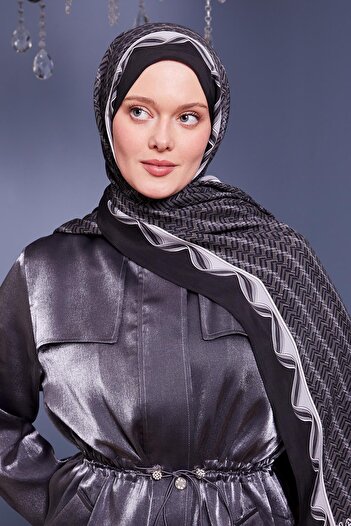 Levidor Anthracite Labyrinth Pattern Royal Shawl