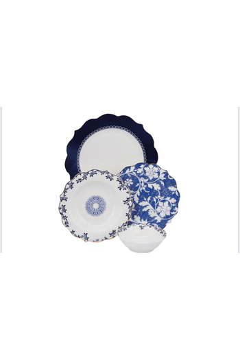 Hediye Köşkü 6 Kişilik Royal Blue Lüks Porselen 24 parça Yemek Takımı