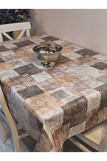 Başak Ev Tekstili Fiber Pvc Oilcloth - Patterned Erasable Tablecloth (Brown)