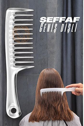 Transformacion Geniş Dişli Kristal Şeffaf Masaj Etkili Saç Açma Tarağı 721395