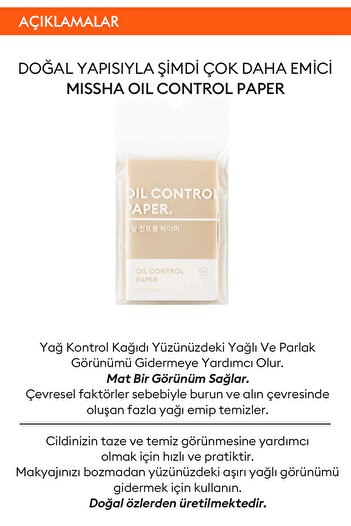 Missha Yağ Kontrol Kağıdı MISSHA Oil Control Paper (100 Adet)