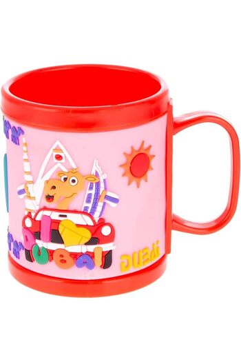 AKDC AKDC Dubai Mug - Red Color With Cartoon Prints - Microwave Safe L(11Cm) Xw(8Cm) Xh(9Cm) Red