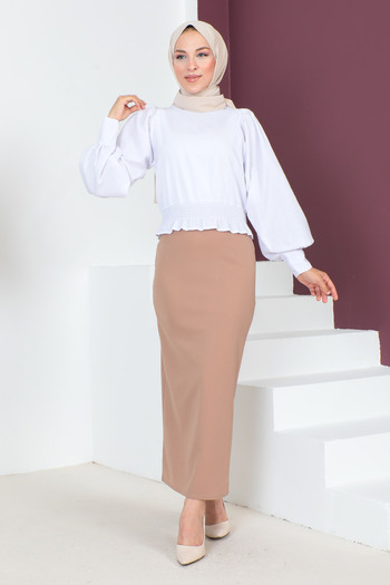 Tesettür Dünyası Pencil Skirt TSD00291 Mink