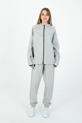 Black One Boy/Girl's Hooded Licra Tracksuit Suit