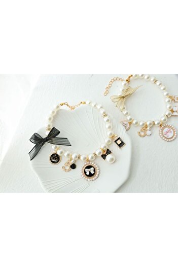 Choice L-32-40cm Black Pet Bow Pearl Collar Cat Jewelry Pendant Princess Necklace Dog Sweet Decorations Pup